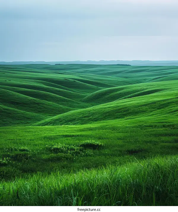 Green rolling hills of a rural landscape
