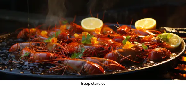 Grilled Lobster with Lemon Wedges