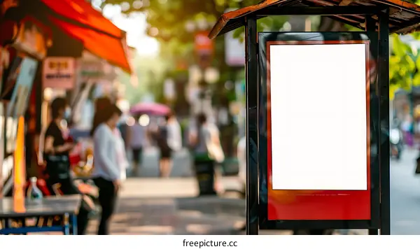 Blank Street Sign Mockup In Busy City Street