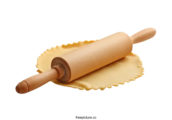 [Transparent Background PNG]Rolling Dough with Rolling Pin on White Background