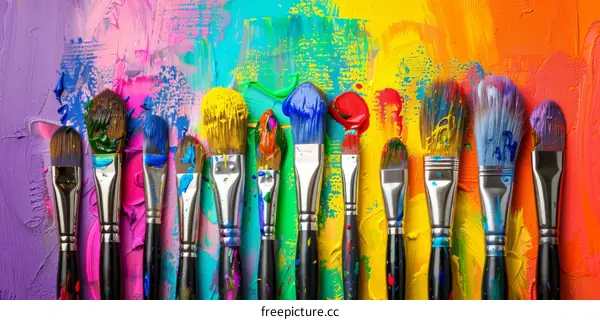 Colorful Paint Brushes Set