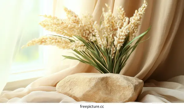 Wheat Ears Decorated in Stone Vase