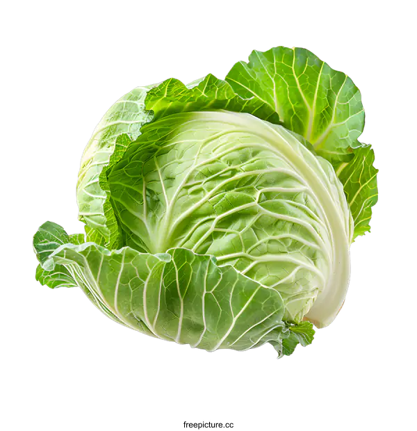 [Transparent Background PNG]Fresh green cabbage isolated on white background