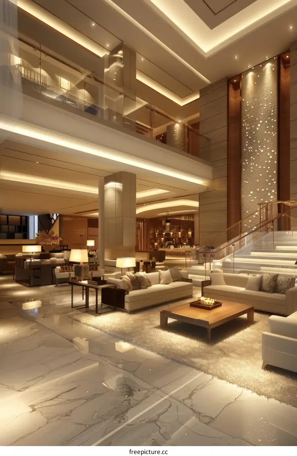 Modern and Luxurious Hotel Lobby for Business and Leisure Travelers