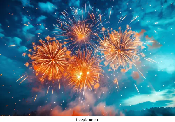 Fireworks light up the night sky