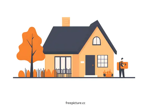 Delivery Man Delivering Package to House