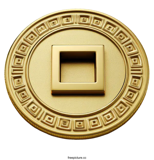 [Transparent Background PNG]Golden Ancient Chinese Coin Design Illustration