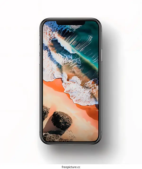 Phone Mockup with Beach Background