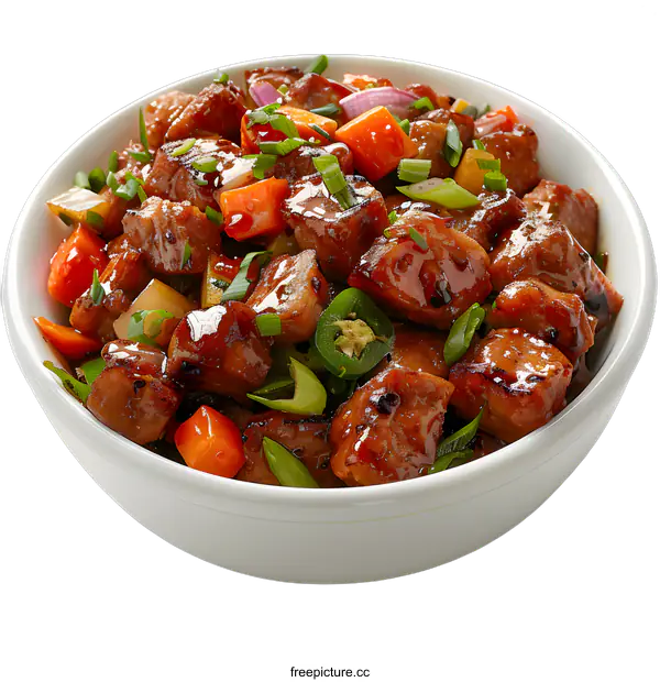 [Transparent Background PNG]Bowl of Sweet and Sour Pork with Vegetables