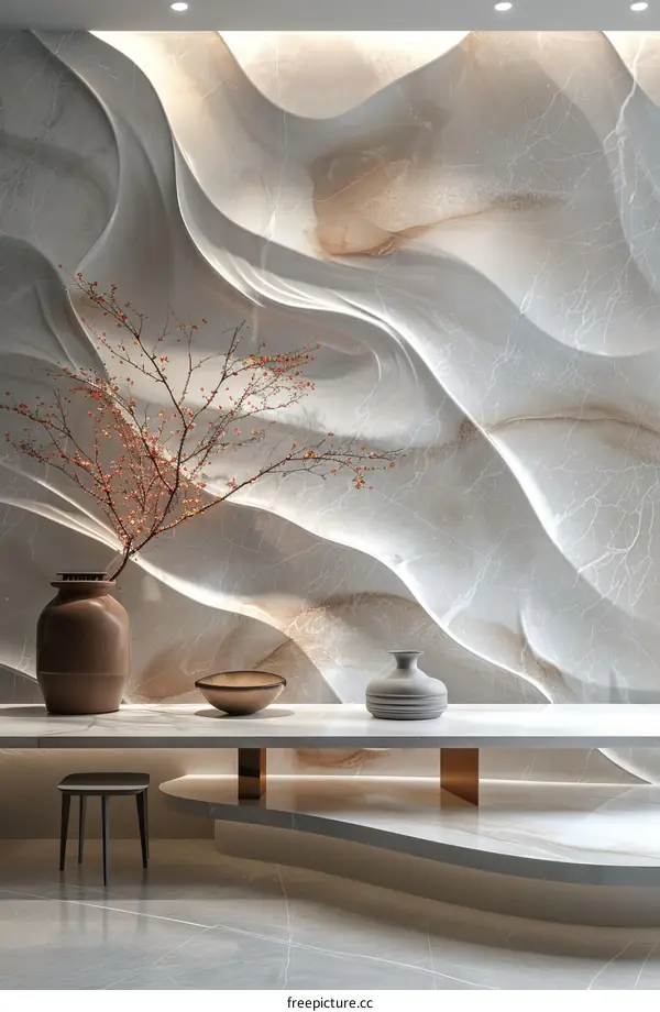 Artistic 3D wall decor with a minimalist vase and a bowl