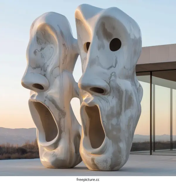 Marble Sculptures of Screaming Faces