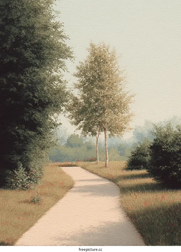 Peaceful Pathway Through a Lush Landscape