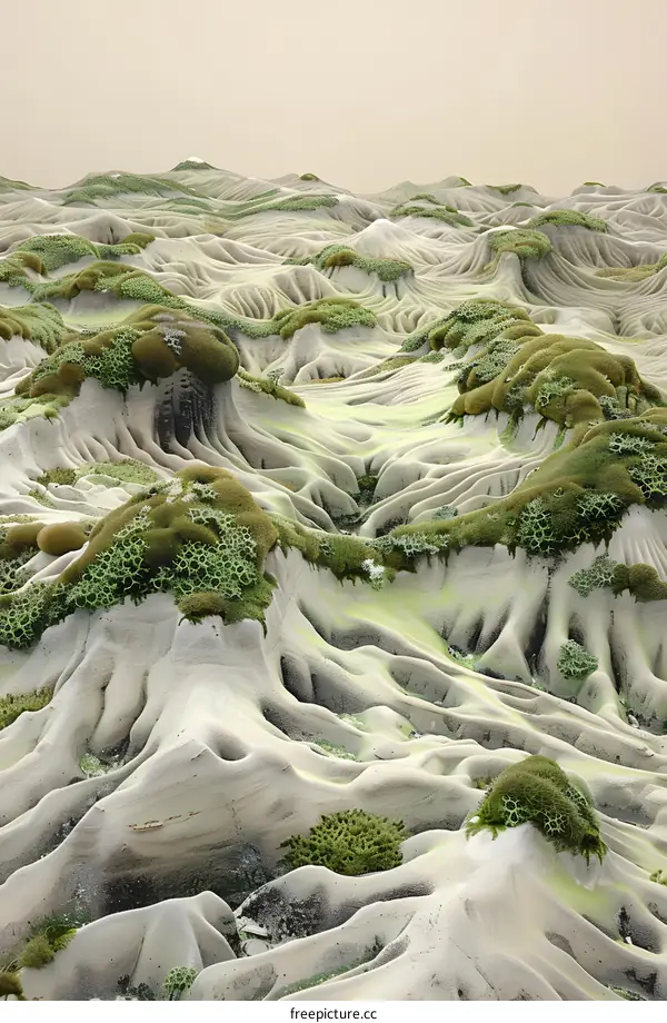 Abstract Stone Landscape with Moss Formations