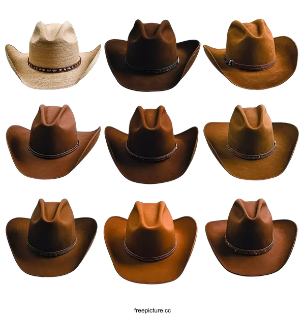 [Transparent Background PNG]Collection of Different Cowboy Hats