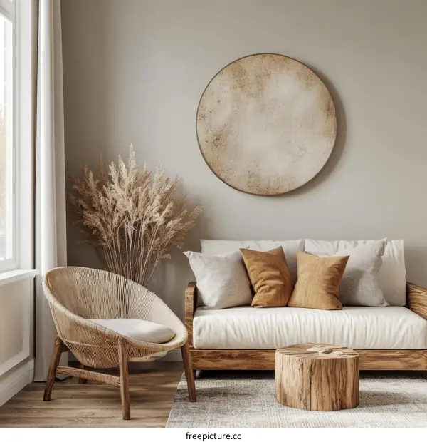 Rustic Modern Living Room Design Illustration