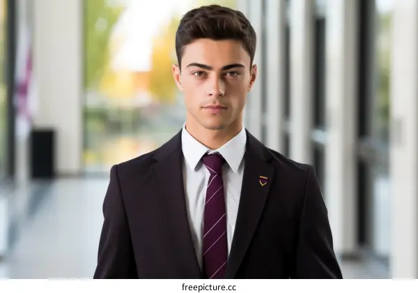 Young male student in suit and tie