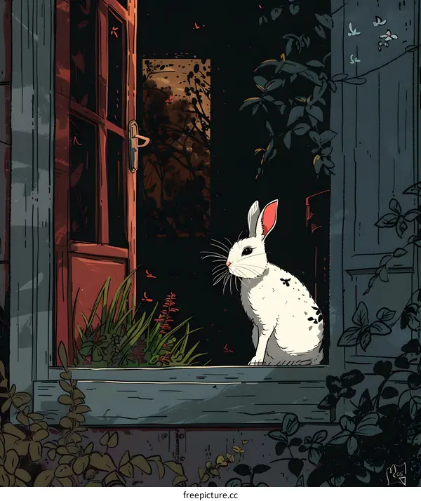 White Rabbit in the Window