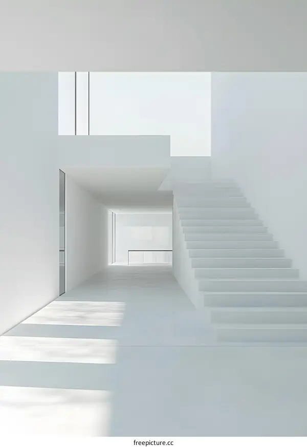 Modern White Staircase Interior Design with Minimalist Decor