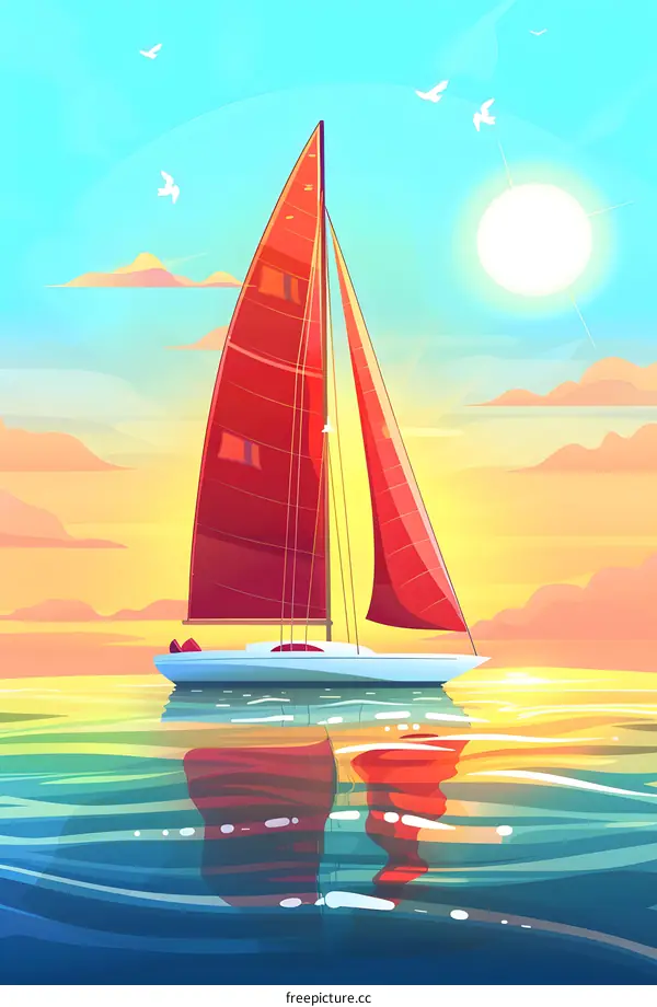 Sailing Yacht in the Sunset