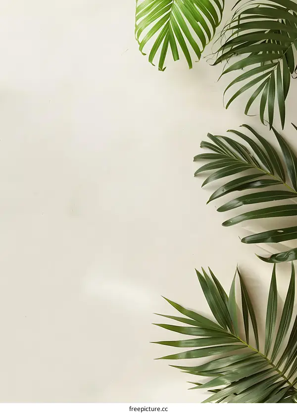 Tropical Palm Leaves on White Background