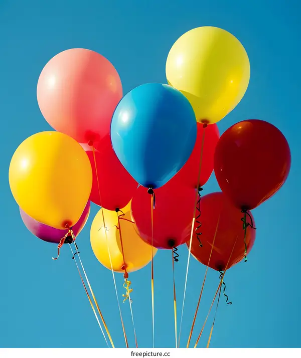 Colorful Balloons Floating in the Blue Sky