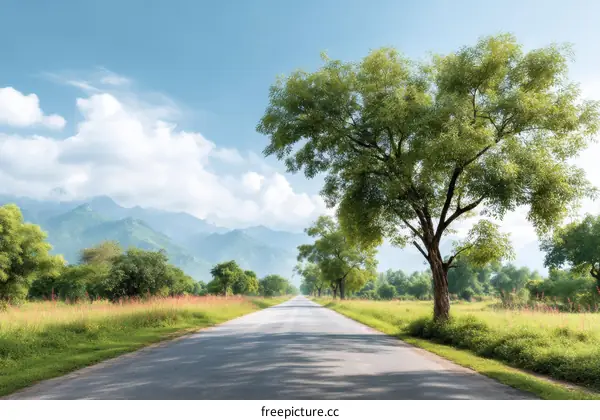 Country Road Through Lush Green Landscape