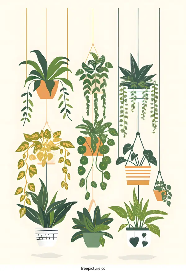 Collection of Hanging Plants Illustration