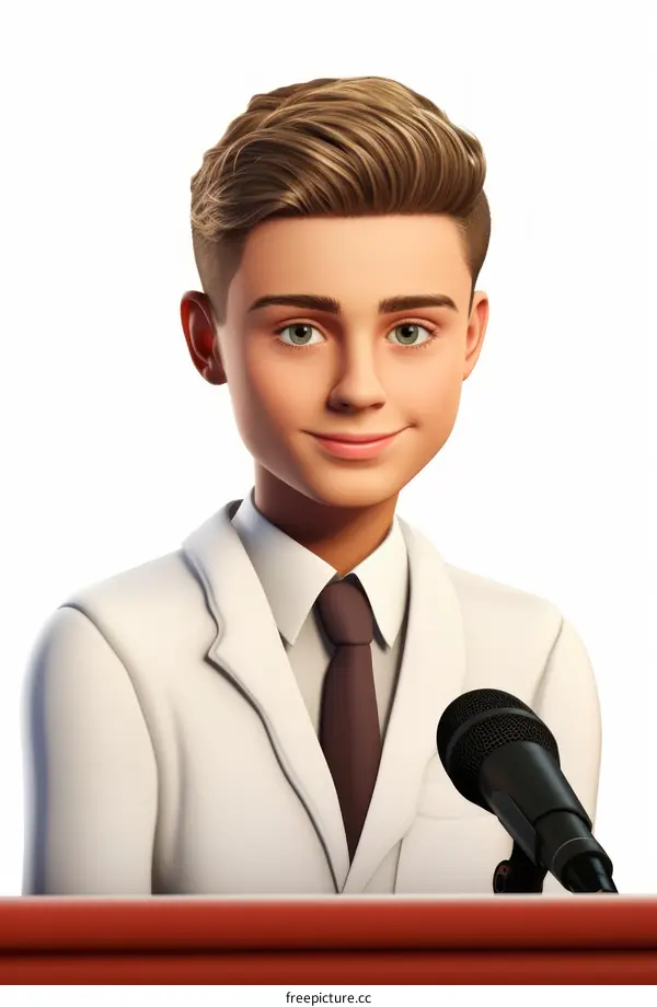 Young male politician giving a speech at a podium