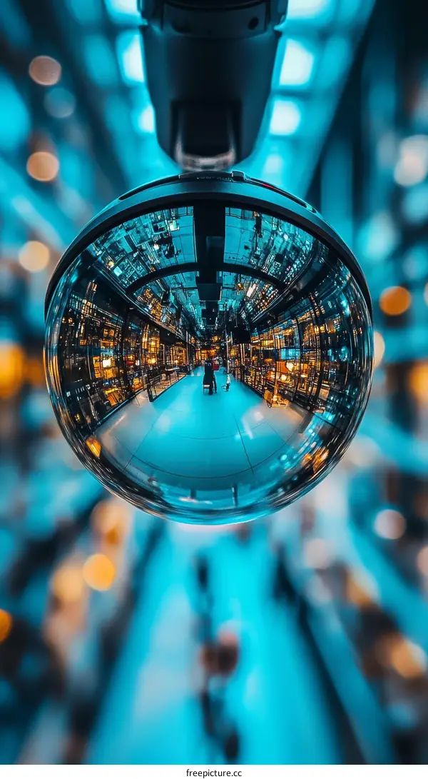 Reflective Sphere Capturing a City Center