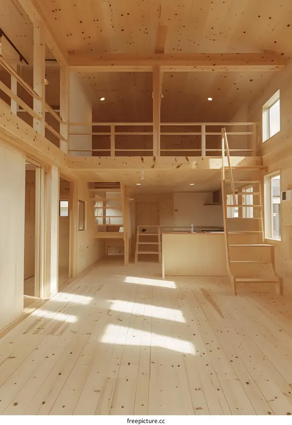 Modern Open Plan Loft Apartment With Wooden Interior