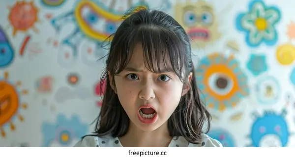 Portrait of a Little Asian Girl Making a Funny Face