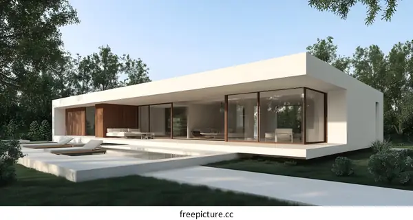 Modern White House with Pool and Patio