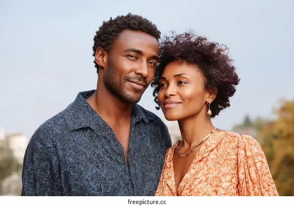 Affectionate Couple Portrait Outdoors