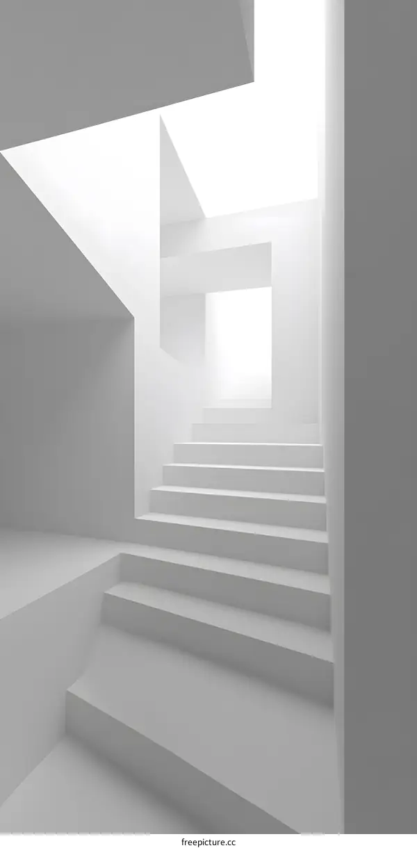 Minimalist White Stairs Design Abstract Architecture