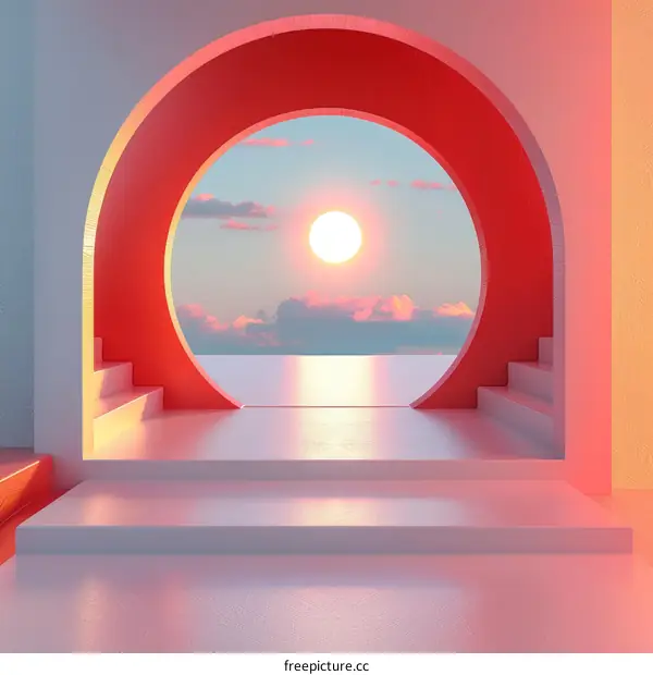 Pink and White Minimal Surreal Sunset