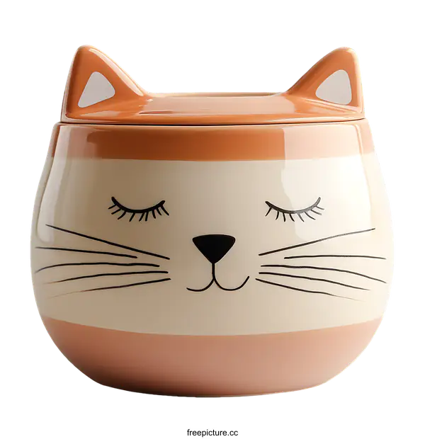 [Transparent Background PNG]Cute Ceramic Cat Shaped Container