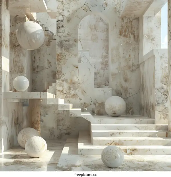Abstract Interior Design with Marble Elements