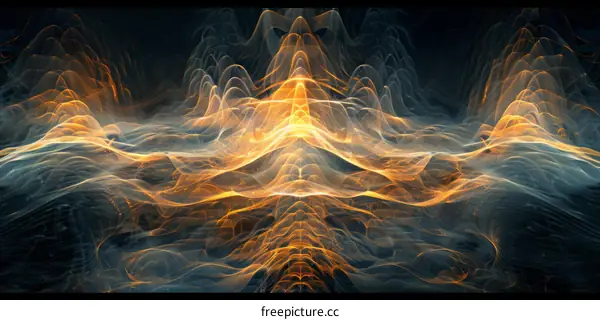 Abstract Orange and Blue Symmetrical Waves