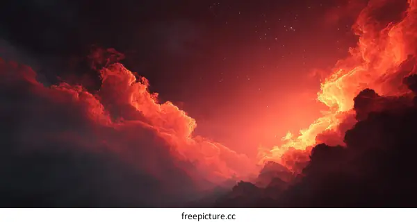 Fiery Sunset Cloudscape  Dramatic Sky