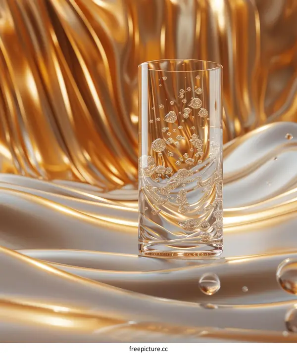 Luxury Sparkling Drink Glass on Golden Background