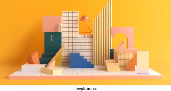 Abstract Geometric Shapes Colorful Background