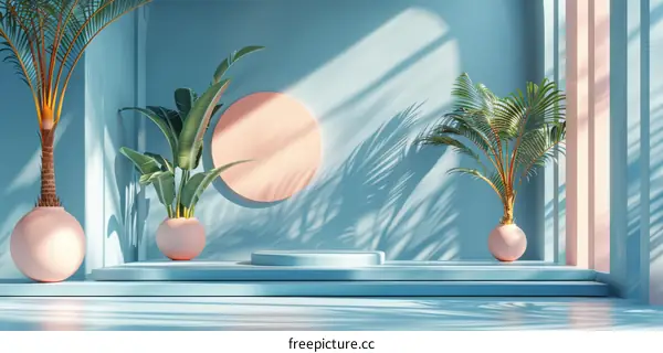 Pastel Aesthetic Room Showcase with Plants