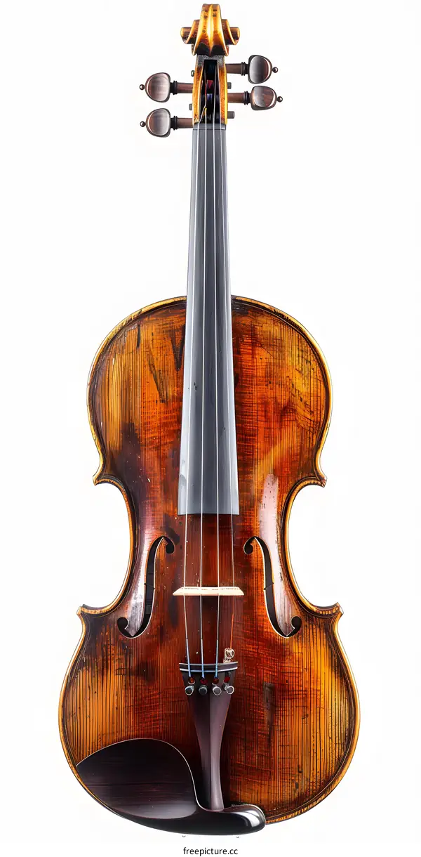 Antique Violin on White Background