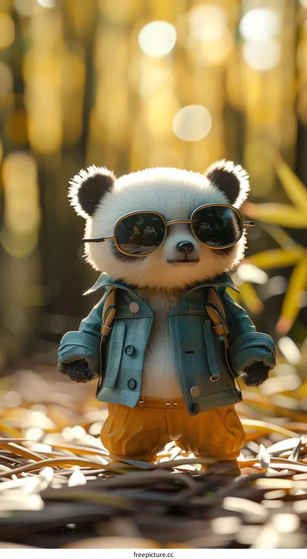 Stylish Panda Embarks on a Forest Adventure