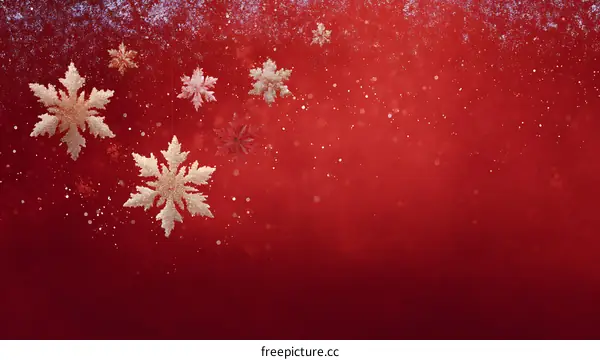 Christmas Snowflakes on Red Background