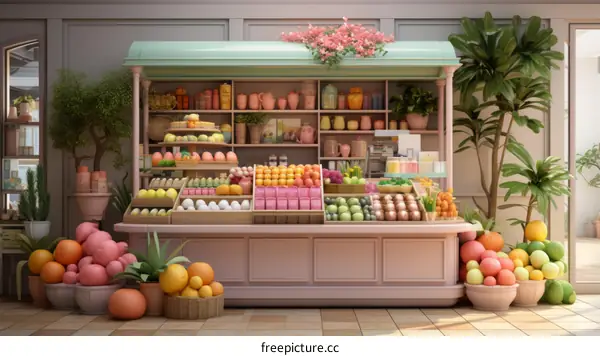 Pink Lemonade Stand in a Lush Garden