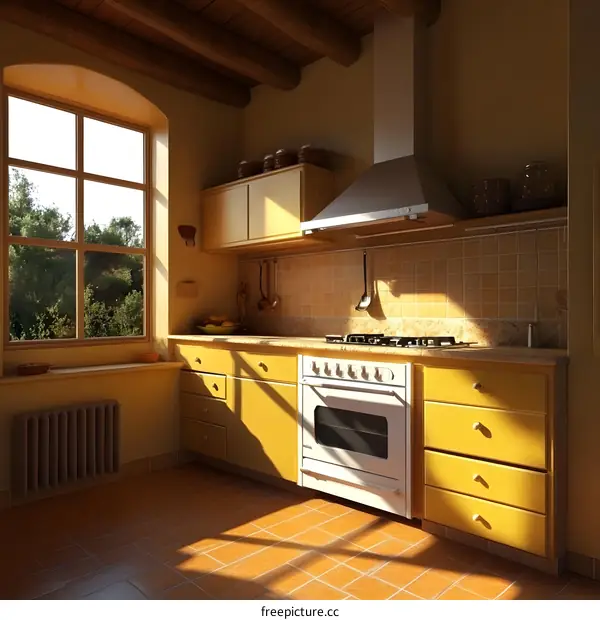 Modern Kitchen Interior Design With Yellow Cabinets