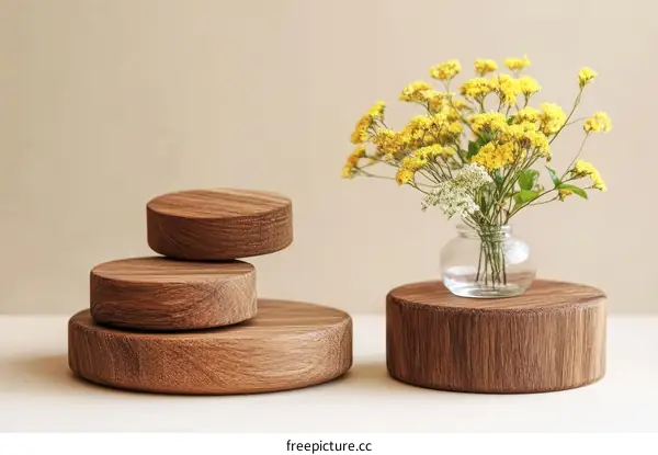 Wooden Display Stands with Flowers