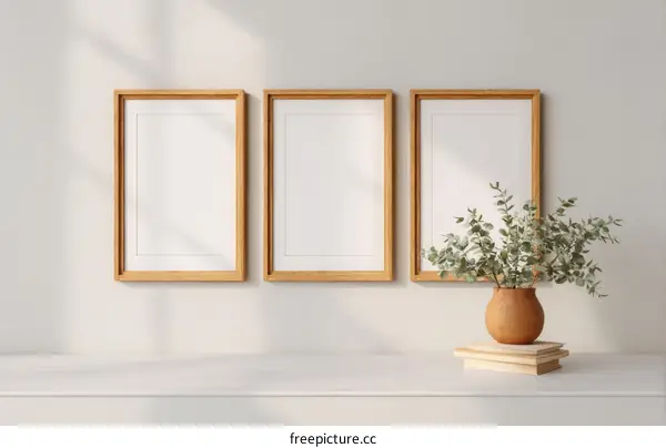 Empty Picture Frames with Eucalyptus Arrangement