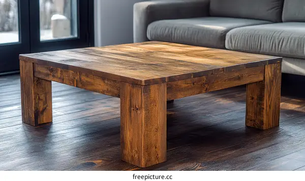 Rustic Wooden Coffee Table in Living Room